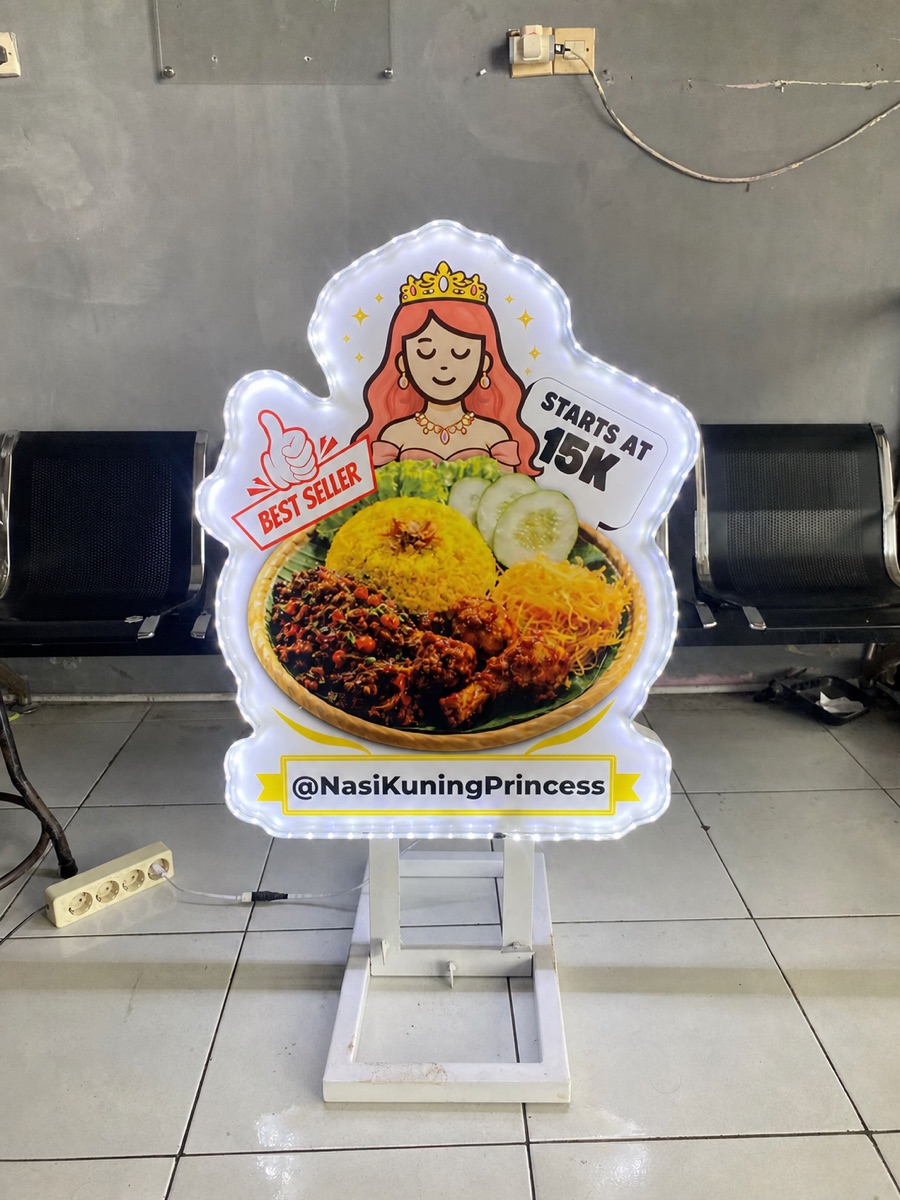 Example of a die-cut standee with LED light